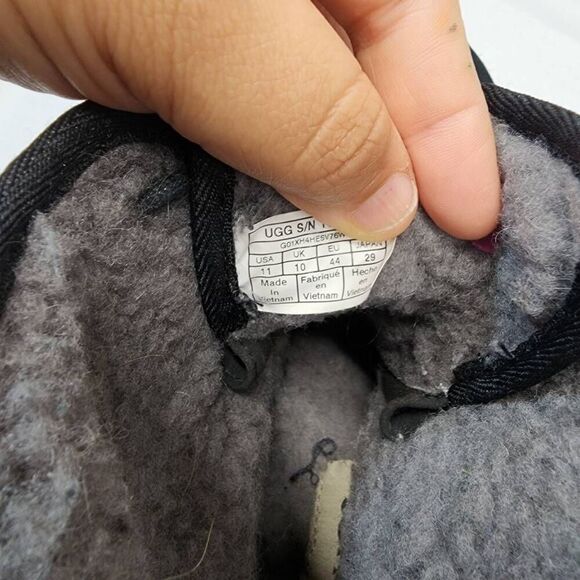 UGG Harkley Black Suede Chukka Ankle Boots, Mens US 11 Lace-Up Fleece Lined - Picture 6 of 8